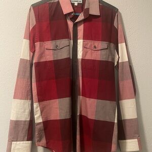 Express Red Plaid Dress Shirt